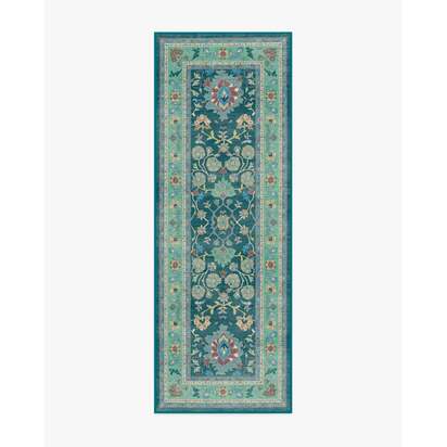 Calabria Teal Flatwoven Rug - 75 x 215 cm - Rug + Pad System