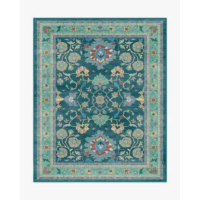 Calabria Teal Flatwoven Rug - 245 x 305 cm - Rug + Pad System