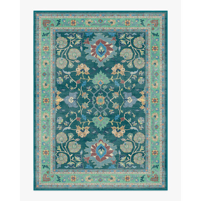 Calabria Teal Flatwoven Rug - 275 x 365 cm - Rug + Cushioned Pad System