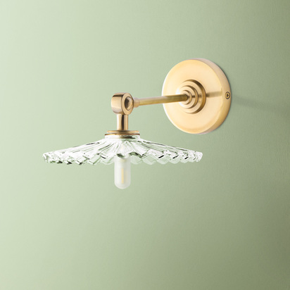 Elbow wall fitting IP44 in antique brass