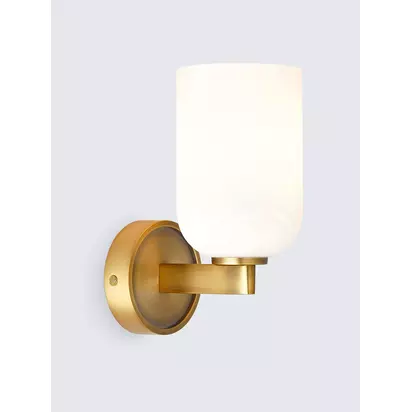 John Lewis Samir Wall Light, Warm Matt Antique Brass Warm Matt Antique Brass | H20.50 x W9.50 x D14.50cm