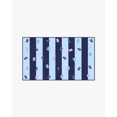 Todd Stripe Gummy Blue & Navy Flatwoven Rug by Humberto Leon - 75 x 215 cm - Rug + Pad System