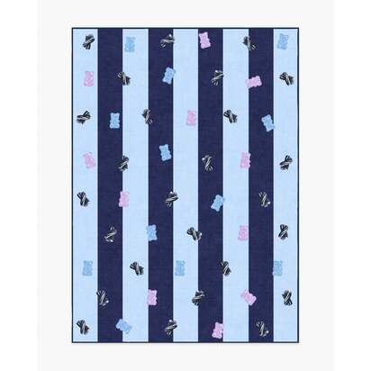 Todd Stripe Gummy Blue & Navy Flatwoven Rug by Humberto Leon - 150 x 215 cm - Rug + Cushioned Pad System