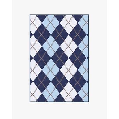 Teddy Bear Argyle Navy & Blue Flatwoven Rug by Humberto Leon - 120 x 185 cm - Rug + Pad System