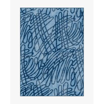 Rica Rope Stone Blue Flatwoven Rug by Humberto Leon - 150 x 215 cm - Rug + Pad System