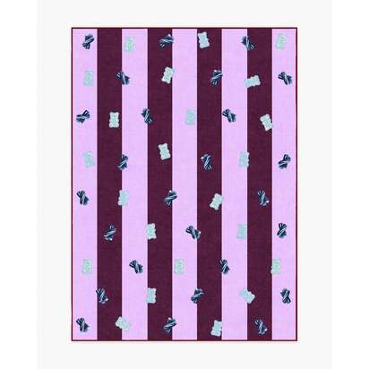 Todd Stripe Gummy Pink & Burgundy Flatwoven Rug by Humberto Leon - 150 x 215 cm - Rug + Cushioned Pad System
