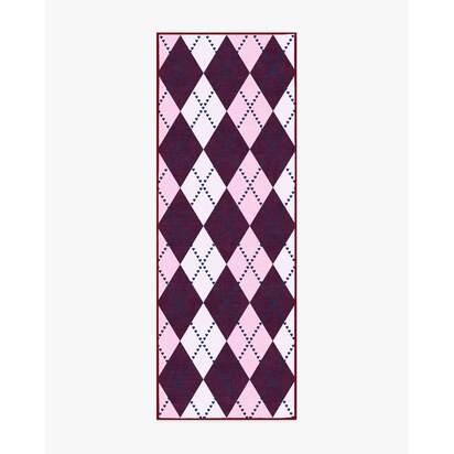 143 Argyle Burgundy & Pink Rug by Humberto Leon - 75 x 215 cm - All-In-One Rug
