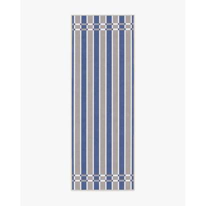 Helen Varsity Stripe Taupe & Blue Rug by Humberto Leon - 75 x 215 cm - All-In-One Rug