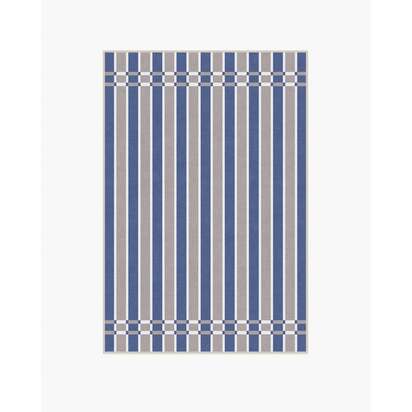 Helen Varsity Stripe Taupe & Blue Rug by Humberto Leon - 120 x 185 cm - All-In-One Rug
