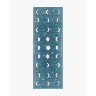 To The Moon And Back Soft Teal Rug by Humberto Leon - 75 x 215 cm - All-In-One Rug