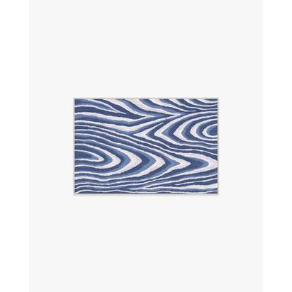 Chifa Wood Blue & Cream Flatwoven Rug by Humberto Leon - 60 x 90 cm - Rug + Pad System