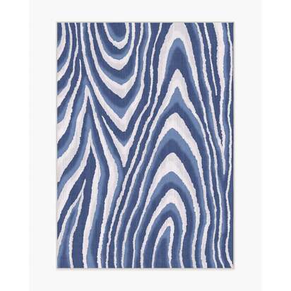 Chifa Wood Blue & Cream Flatwoven Rug by Humberto Leon - 150 x 215 cm - Rug + Pad System