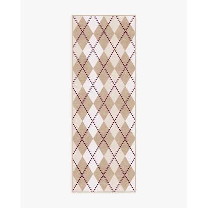 143 Argyle Khaki & Cream Flatwoven Rug by Humberto Leon - 75 x 215 cm - Rug + Pad System