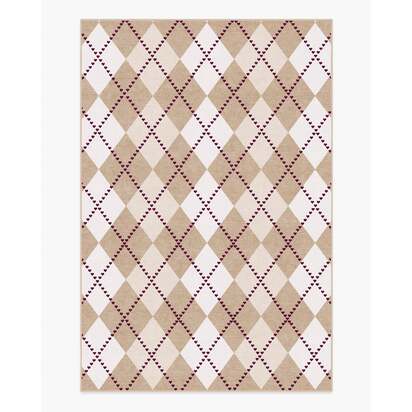 143 Argyle Khaki & Cream Flatwoven Rug by Humberto Leon - 185 x 275 cm - Rug + Cushioned Pad System