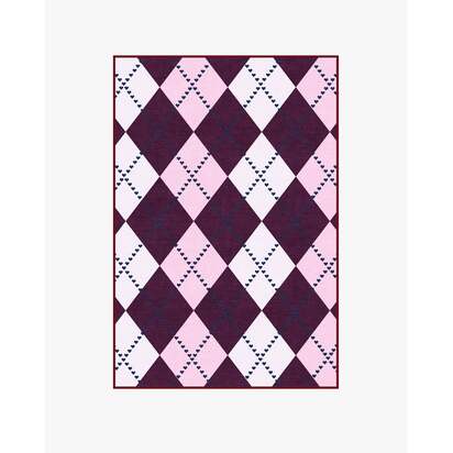 143 Argyle Burgundy & Pink Flatwoven Rug by Humberto Leon - 120 x 185 cm - Rug + Cushioned Pad System