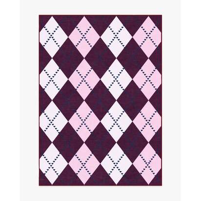 143 Argyle Burgundy & Pink Flatwoven Rug by Humberto Leon - 150 x 215 cm - Rug + Cushioned Pad System