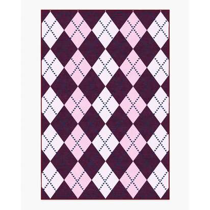143 Argyle Burgundy & Pink Flatwoven Rug by Humberto Leon - 185 x 275 cm - Rug + Cushioned Pad System