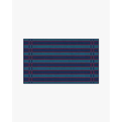 Helen Varsity Stripe Teal & Navy Flatwoven Rug by Humberto Leon - 60 x 90 cm - Rug + Pad System