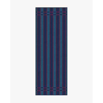 Helen Varsity Stripe Teal & Navy Flatwoven Rug by Humberto Leon - 75 x 215 cm - Rug + Pad System