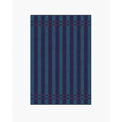 Helen Varsity Stripe Teal & Navy Flatwoven Rug by Humberto Leon - 120 x 185 cm - Rug + Pad System