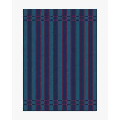 Helen Varsity Stripe Teal & Navy Flatwoven Rug by Humberto Leon - 150 x 215 cm - Rug + Pad System