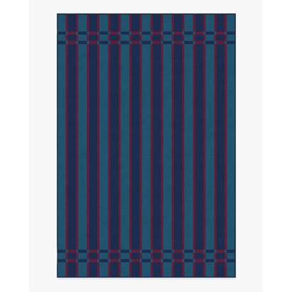 Helen Varsity Stripe Teal & Navy Flatwoven Rug by Humberto Leon - 185 x 275 cm - Rug + Cushioned Pad System