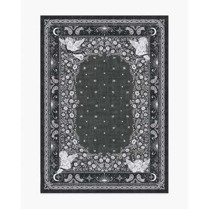 Humberto's Bandana Soft Black Flatwoven Rug by Humberto Leon - 150 x 215 cm - Rug + Cushioned Pad System