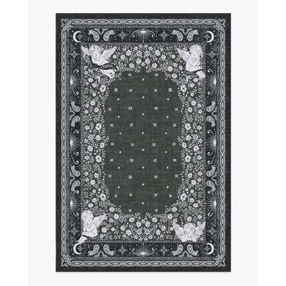 Humberto's Bandana Soft Black Flatwoven Rug by Humberto Leon - 185 x 275 cm - Rug + Cushioned Pad System