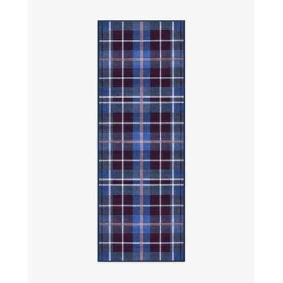 Josa Plaid Burgundy & Blue Flatwoven Rug by Humberto Leon - 75 x 215 cm - Rug + Pad System