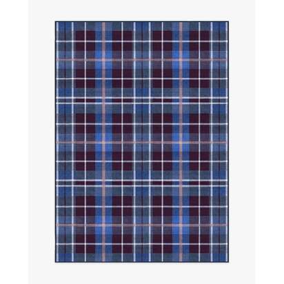 Josa Plaid Burgundy & Blue Flatwoven Rug by Humberto Leon - 150 x 215 cm - Rug + Cushioned Pad System