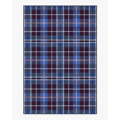 Josa Plaid Burgundy & Blue Flatwoven Rug by Humberto Leon - 185 x 275 cm - Rug + Cushioned Pad System