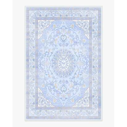 Mazzy Ornamental Blue Flatwoven Rug by Humberto Leon - 185 x 275 cm - Rug + Pad System