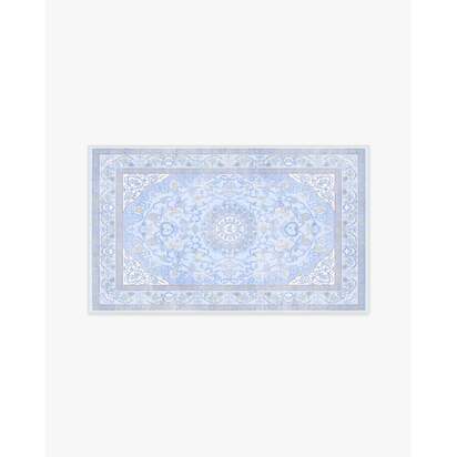 Mazzy Ornamental Blue Flatwoven Rug by Humberto Leon - 60 x 90 cm - Rug + Cushioned Pad System