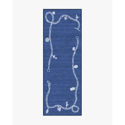M&E Charms Midnight Blue Flatwoven Rug by Humberto Leon - 75 x 215 cm - Rug + Pad System