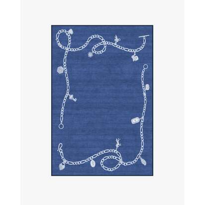 M&E Charms Midnight Blue Flatwoven Rug by Humberto Leon - 120 x 185 cm - Rug + Cushioned Pad System