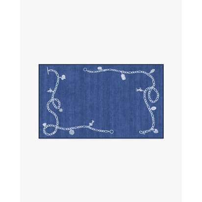 M&E Charms Midnight Blue Flatwoven Rug by Humberto Leon - 185 x 275 cm - Rug + Cushioned Pad System