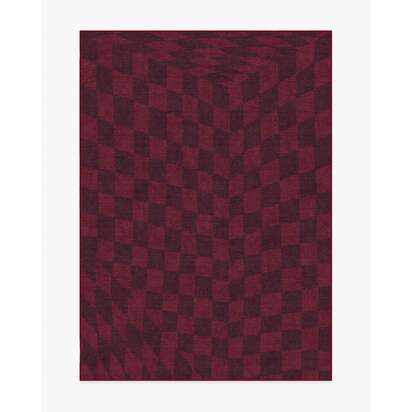 Ricardo Checkerboard Burgundy Flatwoven Rug by Humberto Leon - 150 x 215 cm - Rug + Pad System
