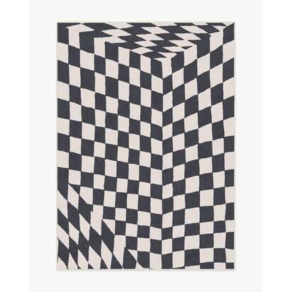 Ricardo Checkerboard Ivory & Black Flatwoven Rug by Humberto Leon - 150 x 215 cm - Rug + Pad System