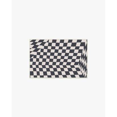 Ricardo Checkerboard Ivory & Black Flatwoven Rug by Humberto Leon - 60 x 90 cm - Rug + Cushioned Pad System