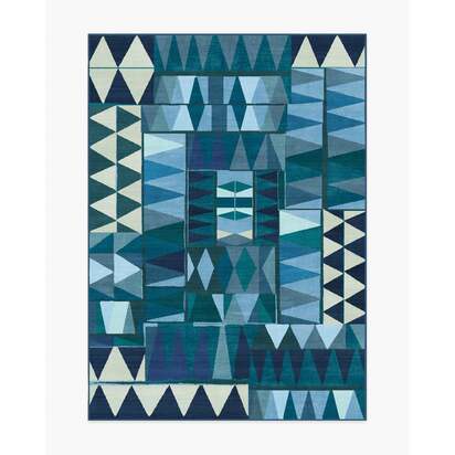 Cadra Blue Teal Flatwoven Rug by Jungalow - 150 x 215 cm - Rug + Pad System