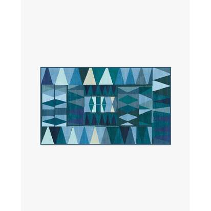 Cadra Blue Teal Flatwoven Rug by Jungalow - 60 x 90 cm - Rug + Cushioned Pad System