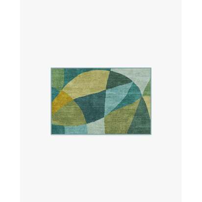 Kayla Teal Green Flatwoven Rug by Jungalow - 60 x 90 cm - Rug + Cushioned Pad System
