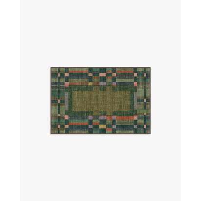 Lad Olive Flatwoven Rug by Jungalow - 60 x 90 cm - Rug + Cushioned Pad System