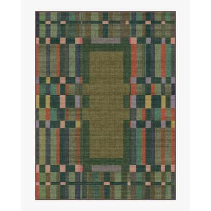 Lad Olive Flatwoven Rug by Jungalow - 275 x 365 cm - Rug + Cushioned Pad System