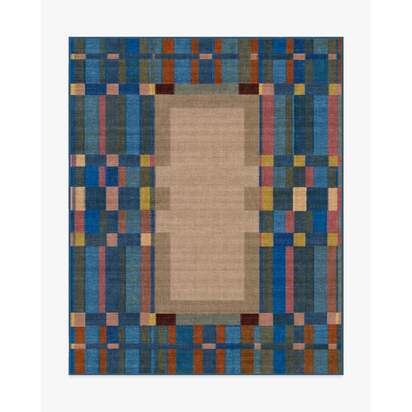 Lad Blue Flatwoven Rug by Jungalow - 245 x 305 cm - Rug + Cushioned Pad System