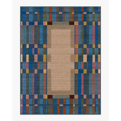 Lad Blue Flatwoven Rug by Jungalow - 275 x 365 cm - Rug + Cushioned Pad System