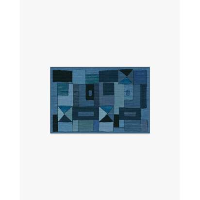 Modra Indigo Flatwoven Rug by Jungalow - 60 x 90 cm - Rug + Pad System