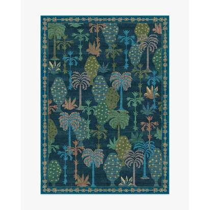 Palmistry Midnight Flatwoven Rug by Jungalow - 150 x 215 cm - Rug + Pad System