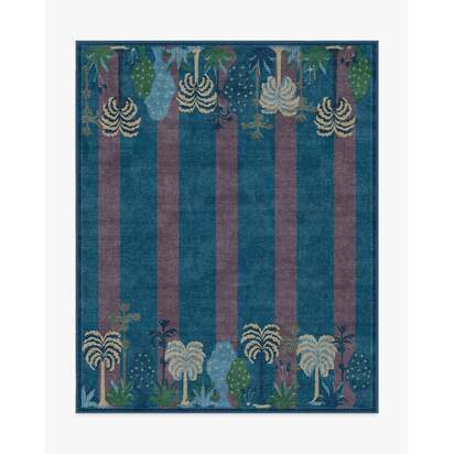 Palmistry Pinstripe Blue Flatwoven Rug by Jungalow - 245 x 305 cm - Rug + Cushioned Pad System