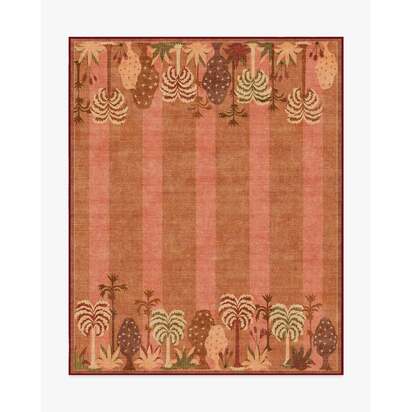 Palmistry Pinstripe Warm Brown Flatwoven Rug by Jungalow - 245 x 305 cm - Rug + Pad System